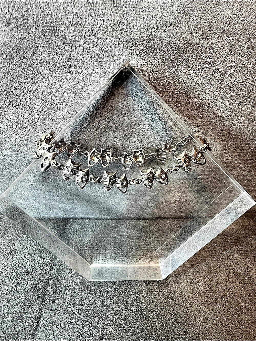 Silver Comedy & Tragedy Mask Charm Bracelet